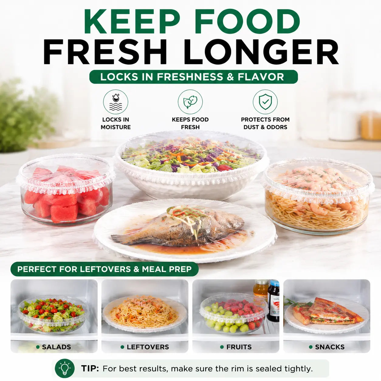 🎁 BUY 1 GET 1 FREE 🎁— Stretch Food Covers | Freshness in Seconds, No Cling-Wrap Hassle
