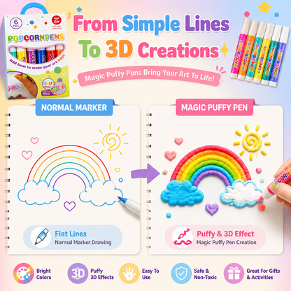 🔥LAST DAY BUY 1 GET 1 FREE🔥Magic Puffy Pens for Kids - 3D Creative Drawing Art Set