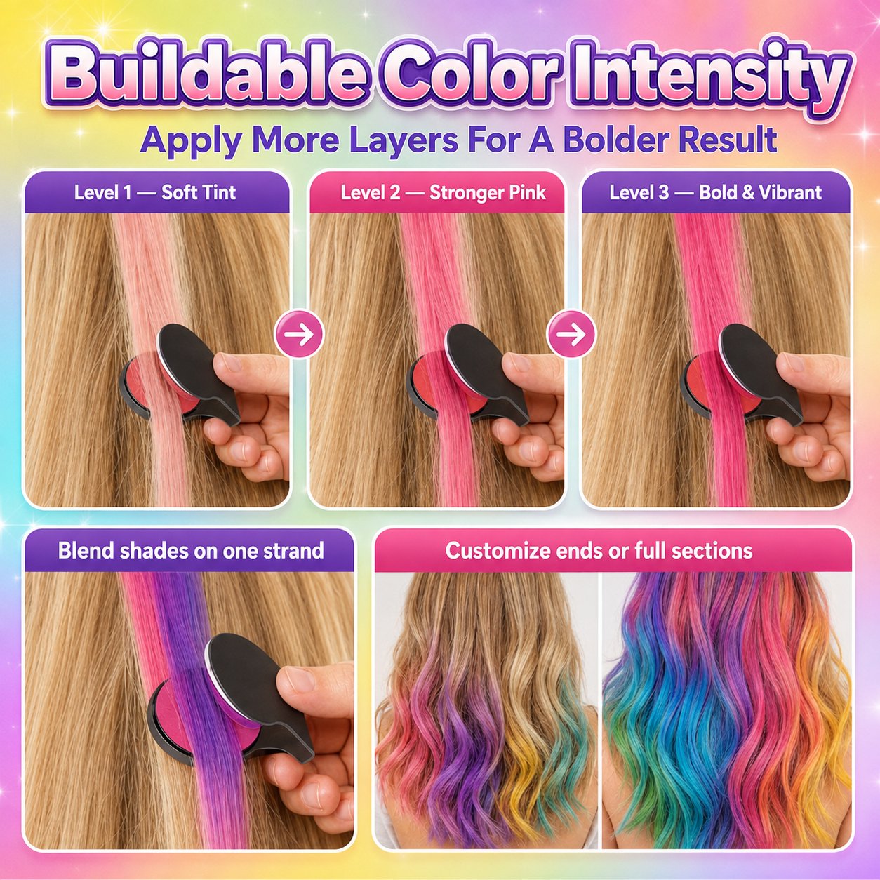 🔥Last Day 50% OFF - 🌈12-Color Temporary Hair Chalk Applicator Set