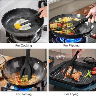 2-in-1 Grip Flip Tongs for cooking, flipping, turning and frying