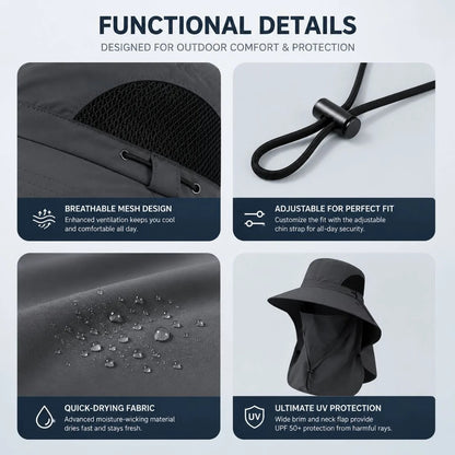 🔥Summer Sale: Buy 1 Get 1 Free—$13.99 Each🔥UPF 50+ Sun Hat Provides Full Coverage for Your Face and Neck