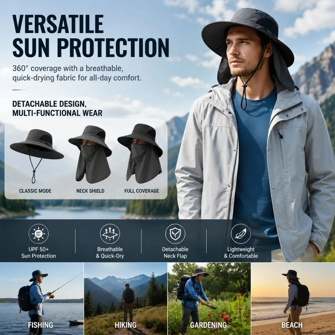 🔥Summer Sale: Buy 1 Get 1 Free—$13.99 Each🔥UPF 50+ Sun Hat Provides Full Coverage for Your Face and Neck